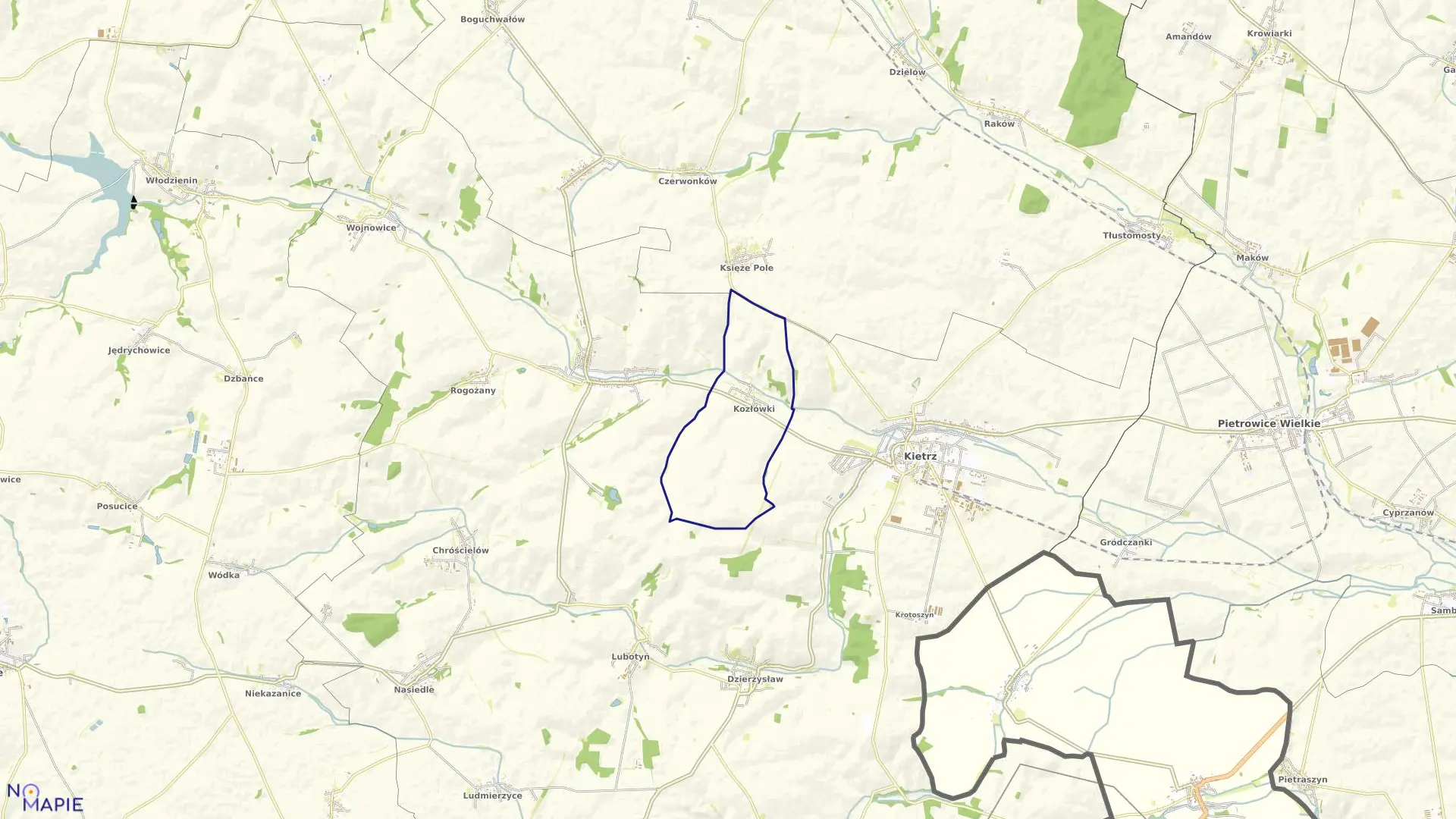 Mapa obrębu KOZŁÓWKI w gminie Kietrz