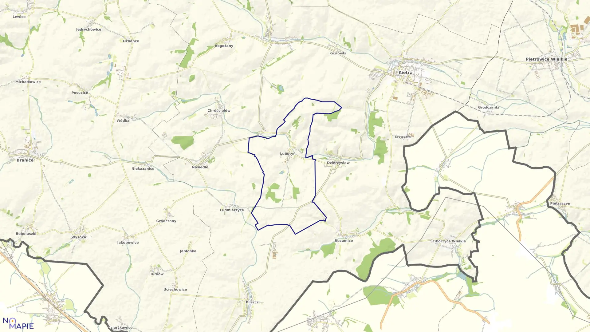 Mapa obrębu LUBOTYŃ w gminie Kietrz