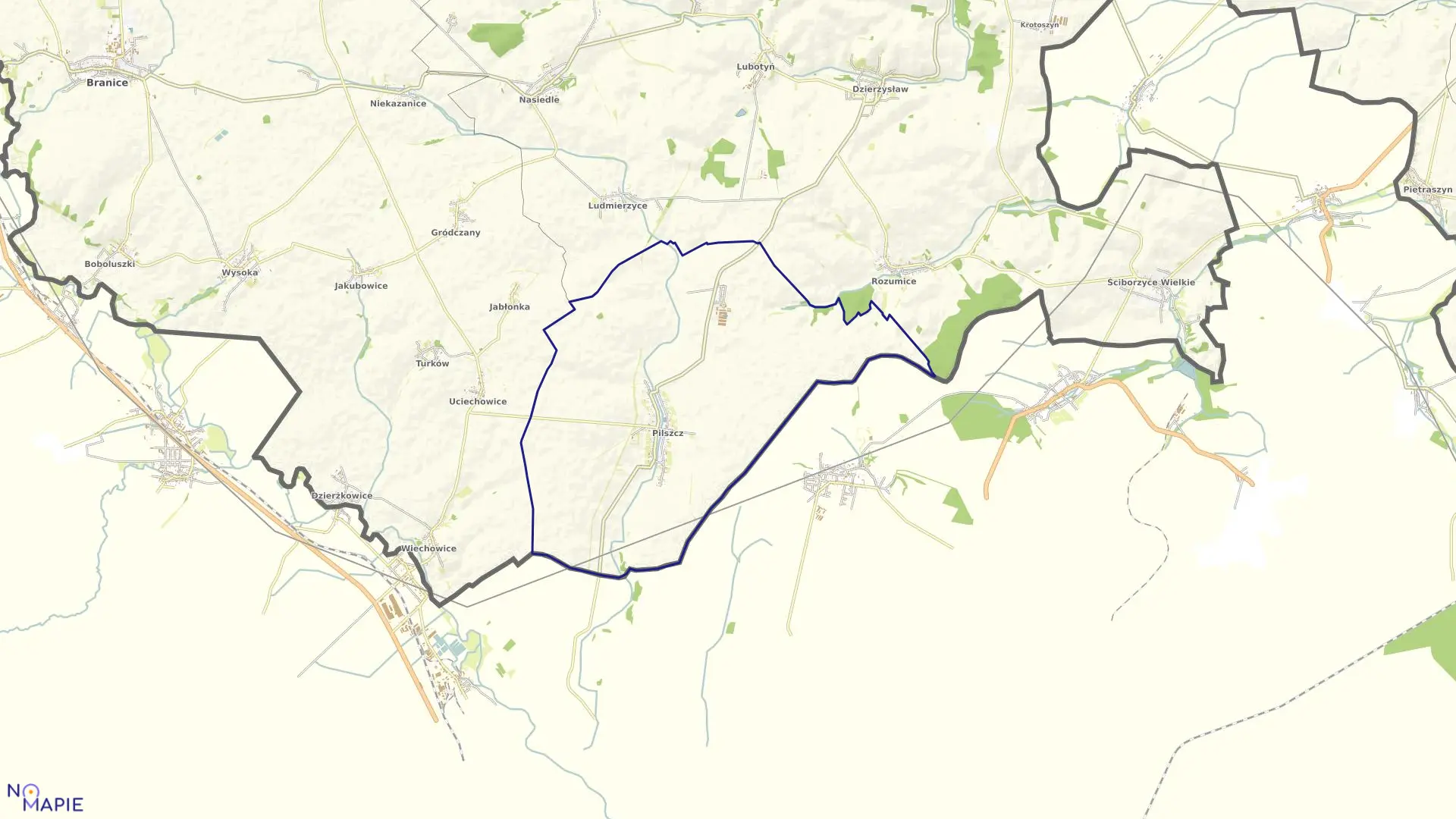 Mapa obrębu PILSZCZ w gminie Kietrz